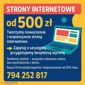 Strona internetowa za 500 zł - nowoczesny wygląd.  Gotowa nawet w kilka dni!