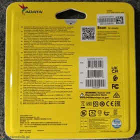 Dysk ADATA SU650 ASU650SS-512GT-R 512GB SATA III Nowy nie rozpakowany. Gwarancja 24 miesięcy