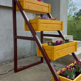 Kwietnik Stojak na Kwiaty Stojący Drewniany 4-Poziomowy
