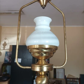 LAMPA wisząca pojedyncza, złoty z białym kloszem