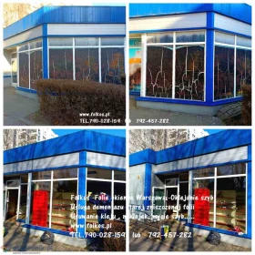 Warszawa - Usługa zrywania naklejek z szyb, demontaż folii z witryn, usuwanie kleju z szyb, mycie szyb Warszawa i okolice TEL.790-028-159